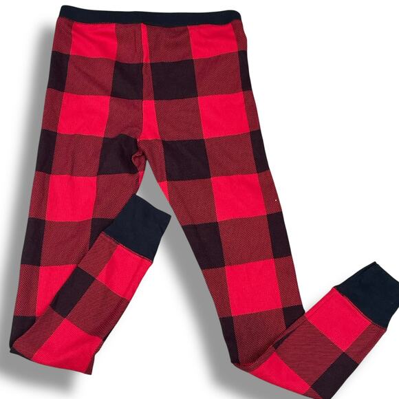 Old Navy Kids S Red Buffalo Plaid Thermal Leggings Bottoms Match the Fam Pants - Picture 9 of 10